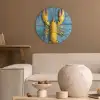 Kreeft - Geel - Blauw - Tegels Akoestische PET Vilt - Rond klein -sfeer1