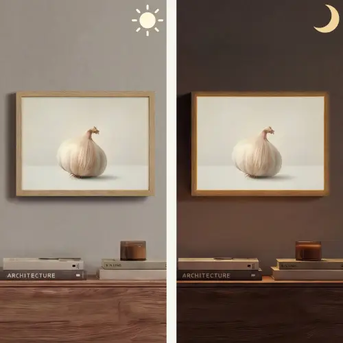 Knoflook - Natuurlijk - Beige Light Box met batterij (Wandlamp) middel -sfeer3