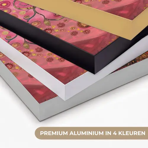 Boom - Levensboom - Roze - Goud Textielframe zwart klein -USP_kleurenNL