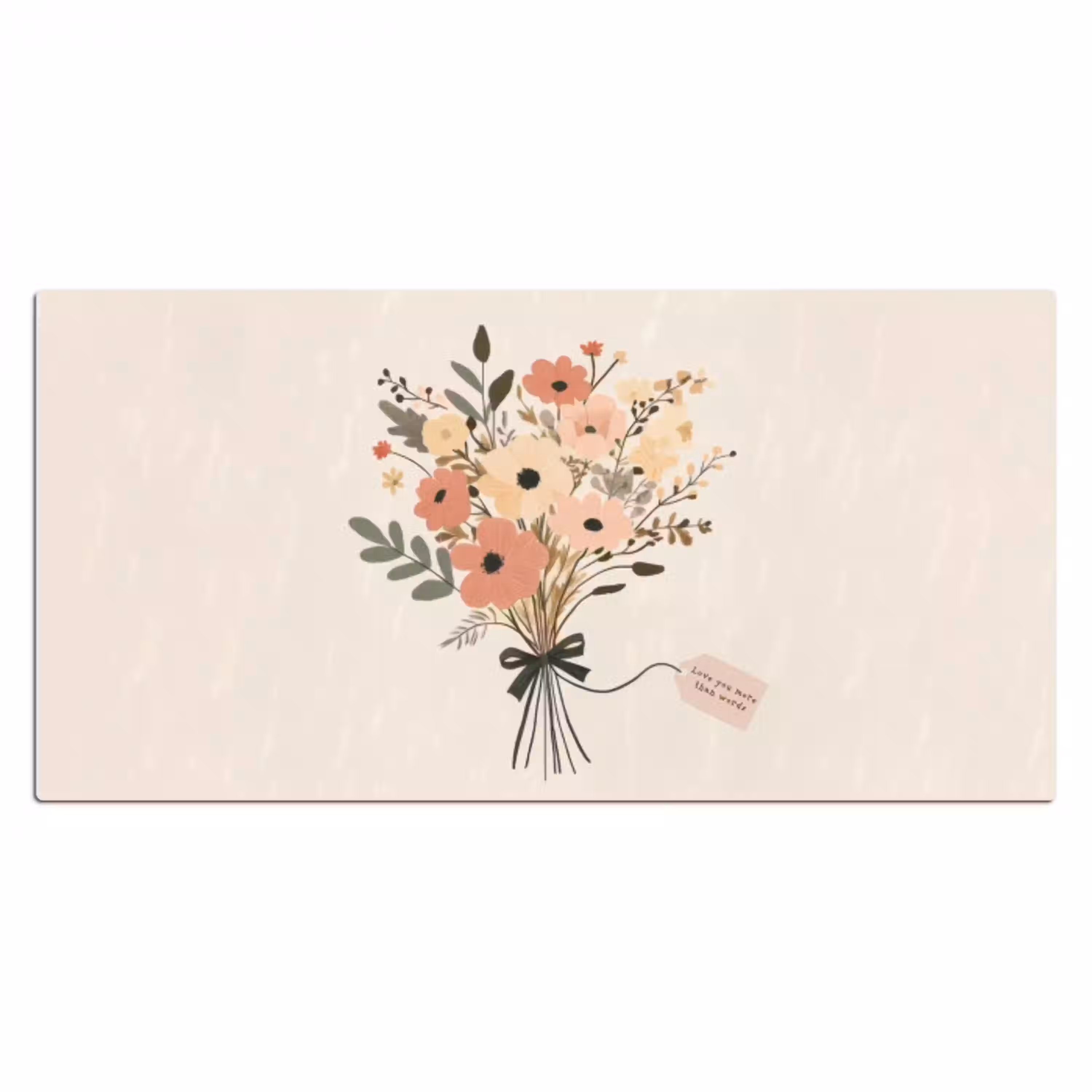Bloemen - Quote - Beige - Lint Muismat XXL klein -3d_leeg