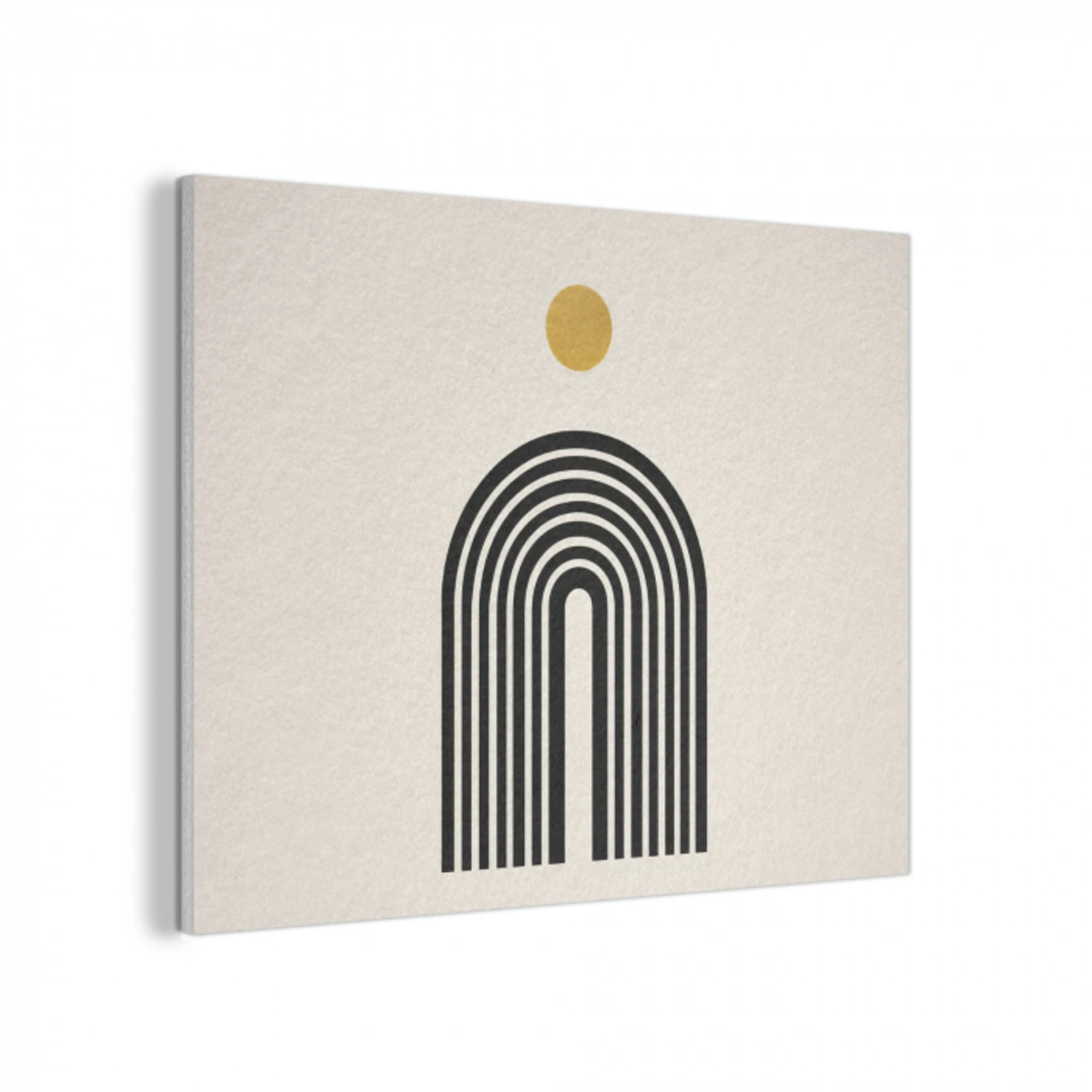 Minimalistisch - Zwarte boog - Gouden cirkel PET vilt klein -3d