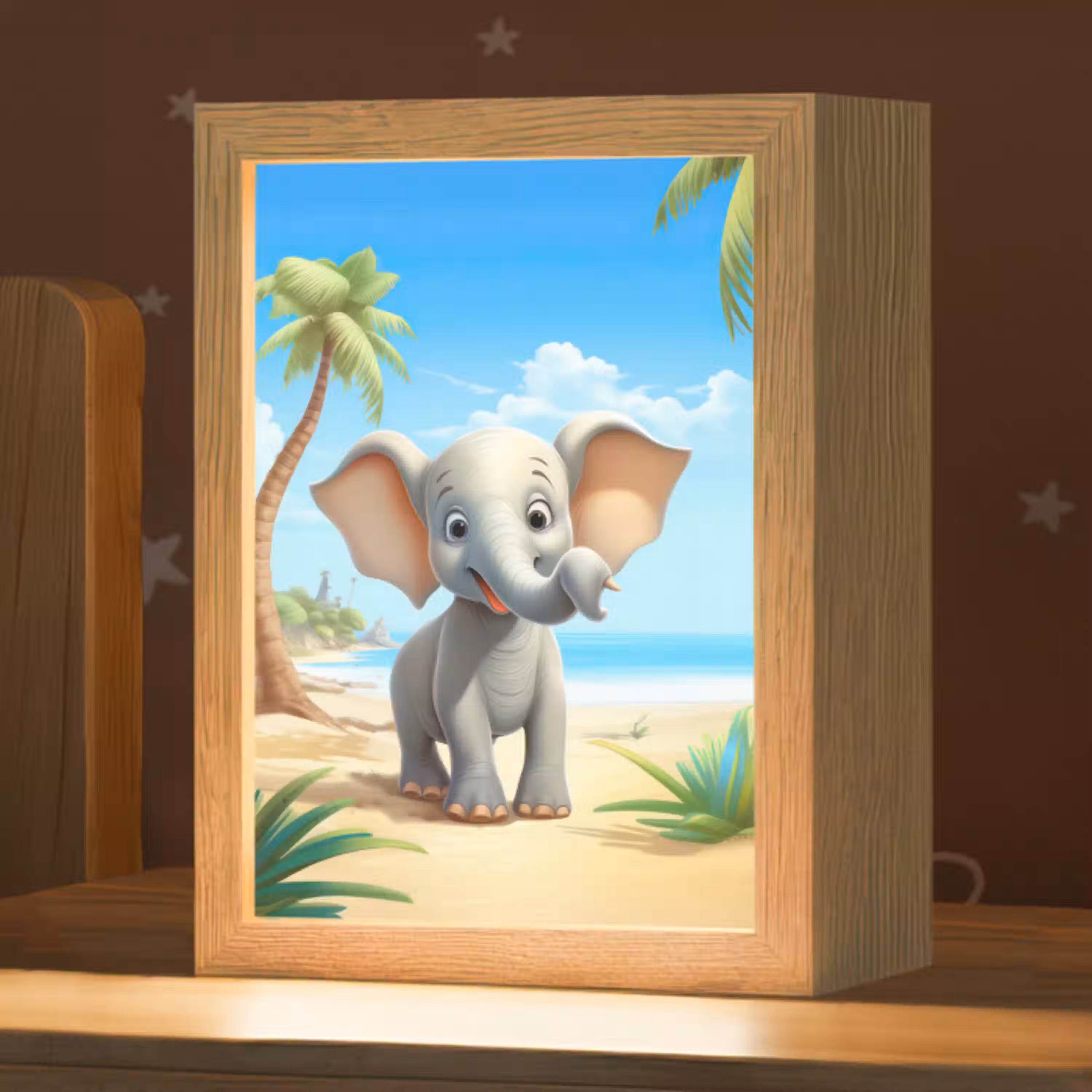 Olifant - Strand - Dieren - Meisjes - Kind Light Box met kabel klein -zzz_3d_website