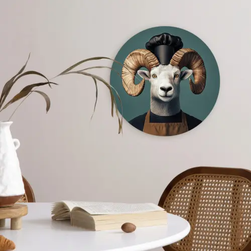 Geit - Hoorns - Kokskleding Wandcirkel plexiglas klein -sfeer4