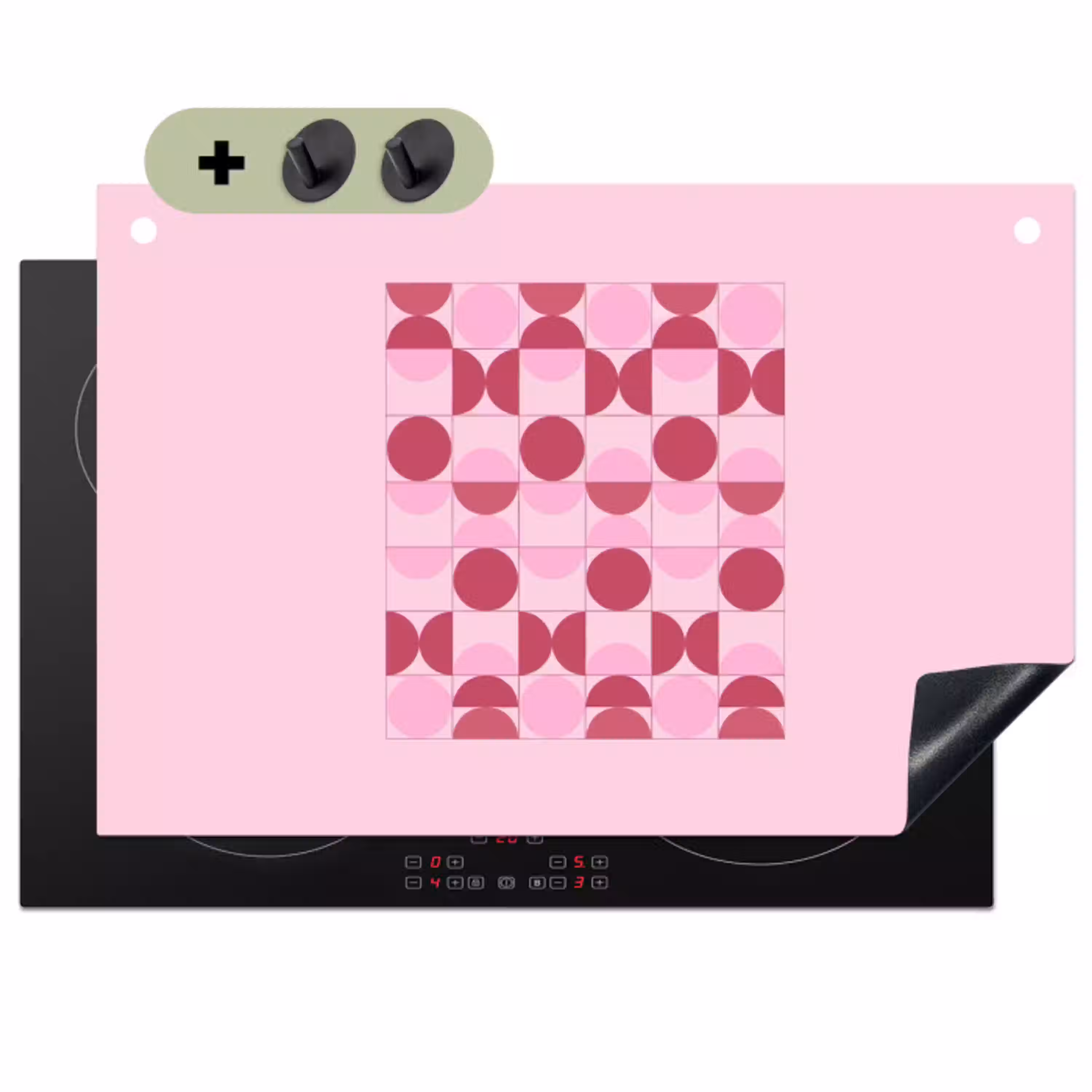 Abstract - Geometrisch - Cirkels - Roze - Modern Inductie beschemer met haakjes klein -3d