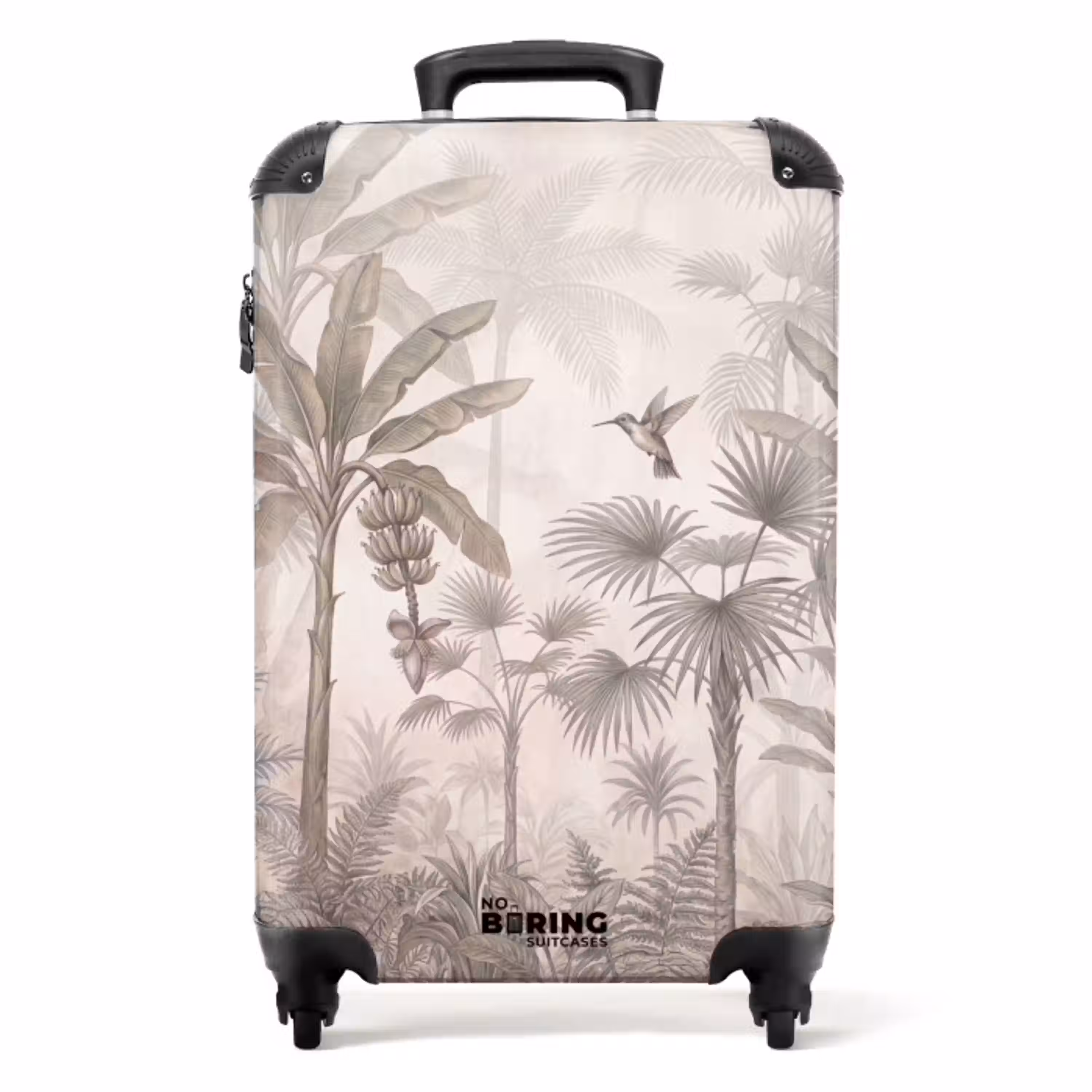 Jungle - Banenboom - Kolibrie - Beige NBS - Handbagage koffer - Volwassenen Unisex middel -productfoto_recht