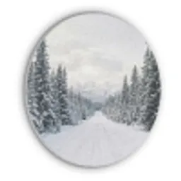 Weg - Sneeuw - Naaldbos - Winter - Avontuurlijk Akoestische PET Vilt - Rond klein -3d