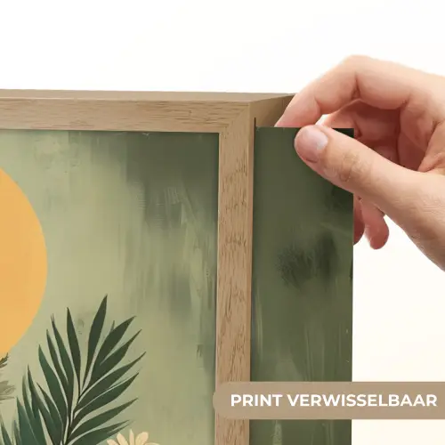 Bloemen - Bladeren - Zon - Groen Light Box met batterij (Wandlamp) middel -USP_websiteprintNL