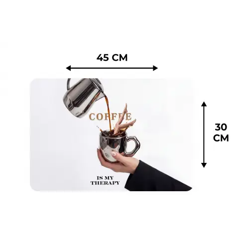 Koffie - Mok - Kan - Therapie Placemat vinyl groot -specs