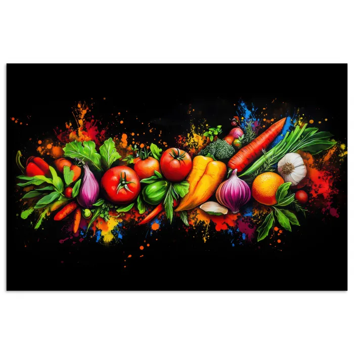 Groente - Eten - Kruiden - Graffiti - Koken poster papier klein -3d