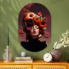 Vrouw - Donuts - Kleurrijk Wandcirkel Ovaal Glas middel -sfeer2