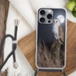 Kerkuil - Maan - Nacht Hoesje iPhone 16 Pro Max met koord klein -sfeer4