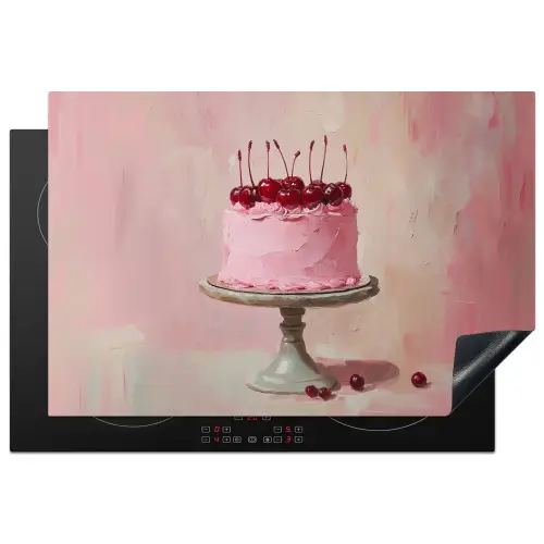 Taart - Pink - Cherry Inductie beschermer vinyl 3mm klein -3d