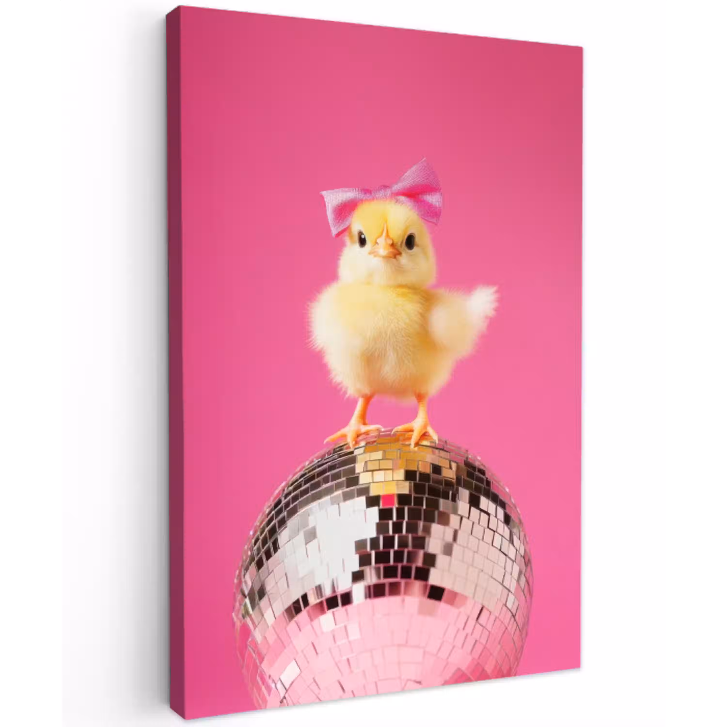 Discobal - Kuiken - Strik Tuinposter op houten frame 2 cm dik middel -3d