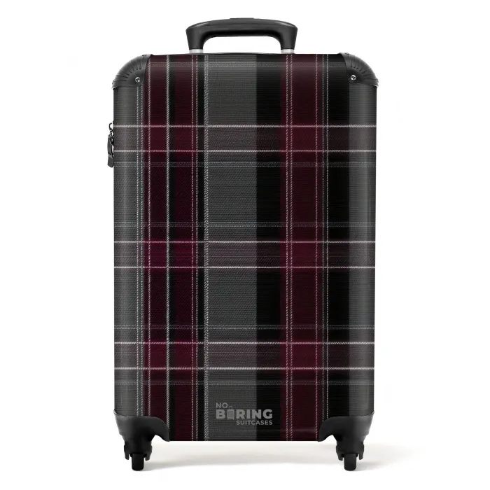 Klassiek geruit patroon in grijs en rood NBS - Handbagage koffer - Unisex middel -productfoto_recht
