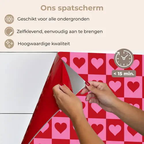 Rood - Roze - Schaakbord - Valentijn keuken achterwand spatscherm klein -spatscherm_NL