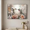 Kolibrie - Vogels - Bloemen - Natuur Textielframe zwart klein -sfeer2