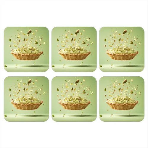 Pistache - Taart - Noten - Eten onderzetter kurk middel -3d