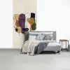Abstract - Overlappende gezichten - Paars - Donkergroen fotobehang vinyl groot -slaapkamer