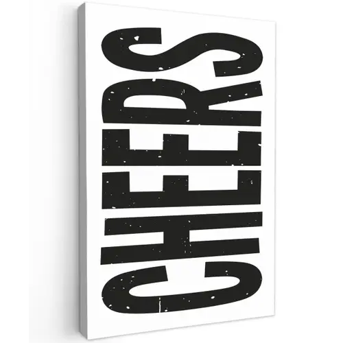 Retro - Cheers - Zwart - Decoratie Tuinposter op houten frame 2 cm dik klein -3d