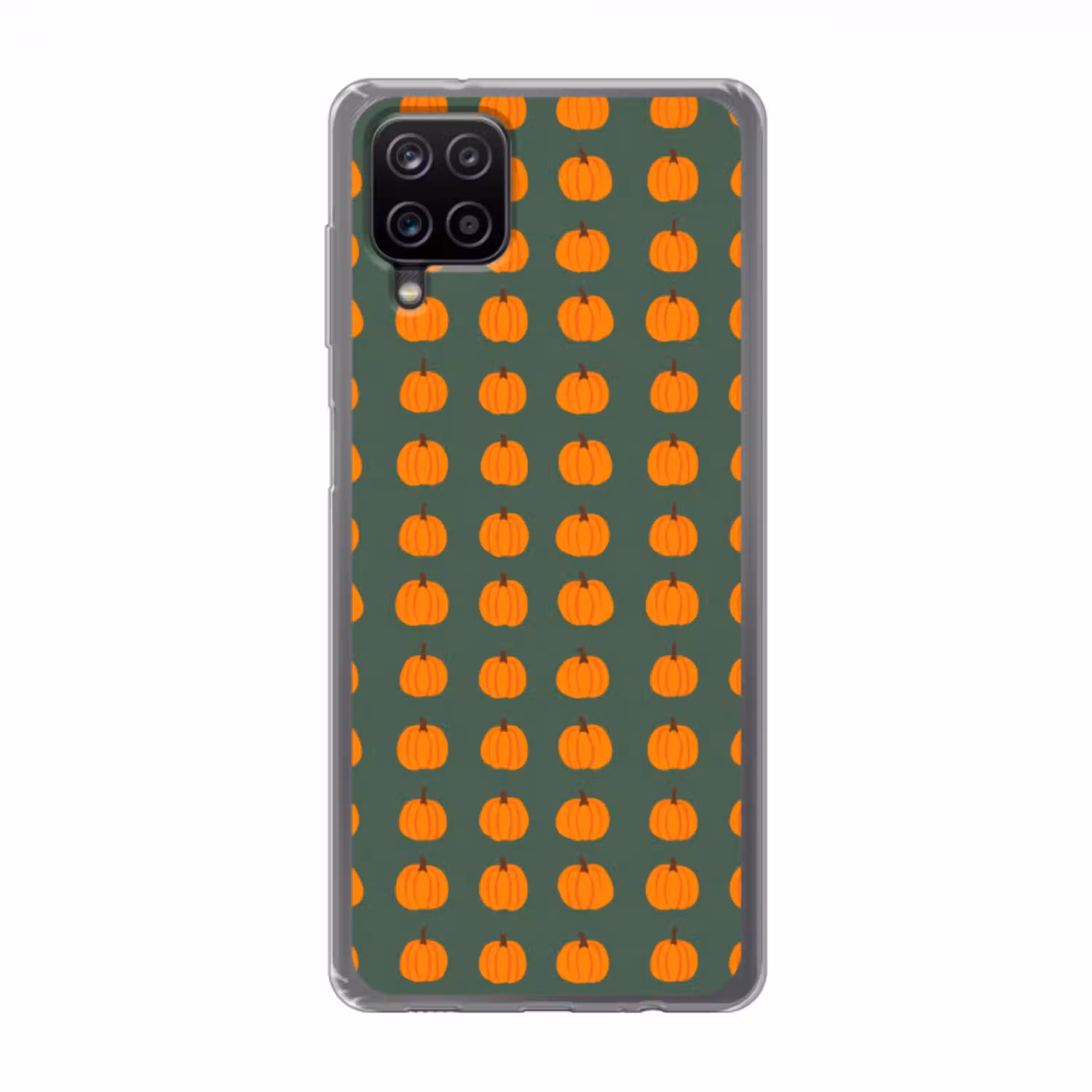 Pompoen - Patroon - Oranje Telefoonhoesje Samsung Galaxy A12 klein 372 -3d