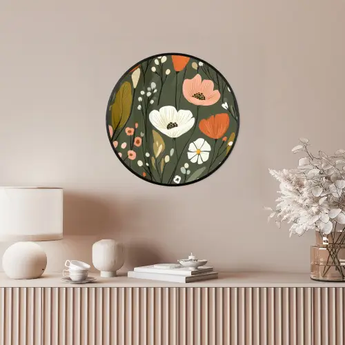 Bloemen - Illustratie - Groen Fotolijst rond zonder passe partout klein -sfeer3