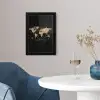 Wereldkaart - Beige - Zwart fotolijst zwart zonder passe partout klein -sfeer4