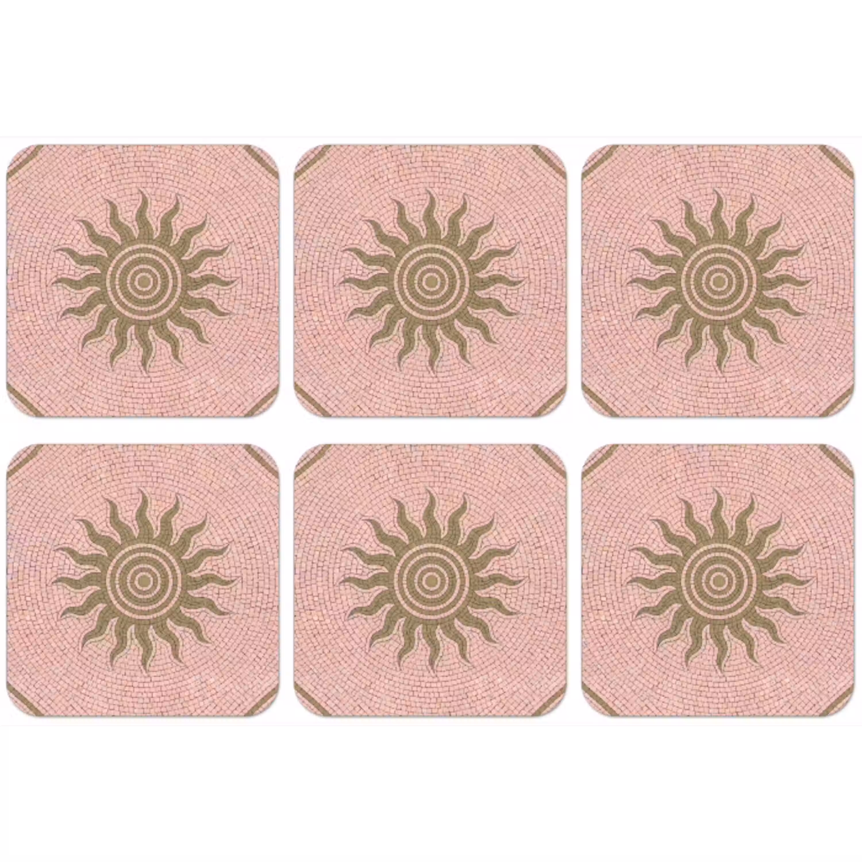 Mozaïek - Zon - Patroon - Klassiek - Roze onderzetter kurk middel -zkaufland3dotto