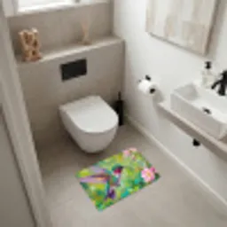 Kolibrie - Bloemen - Natuur - Kleurrijk Badmat klein -sfeer4