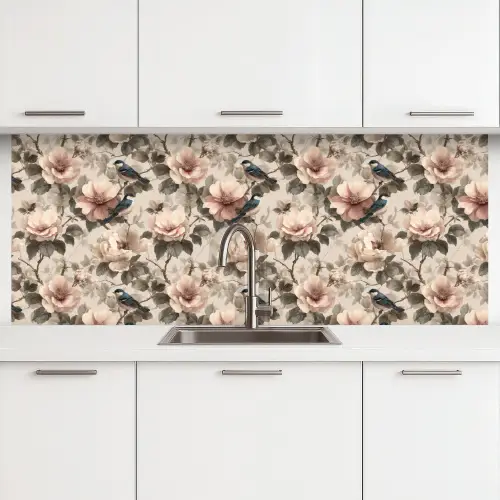 Klassiek - Vogels - Kleurrijk keuken achterwand 2 middel 871 -3d
