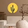 Cactus - Groen - Minimalistisch Wandcirkel kunststof plaat 5mm dik klein -sfeer1