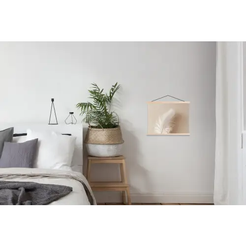 Veer - Minimalistisch - Roze textielposter latten blank klein -woonkamer