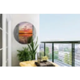 Landschap - Zonsondergang - Water - Doorkijk Wandcirkel tuinposter met ringen klein -buiten1