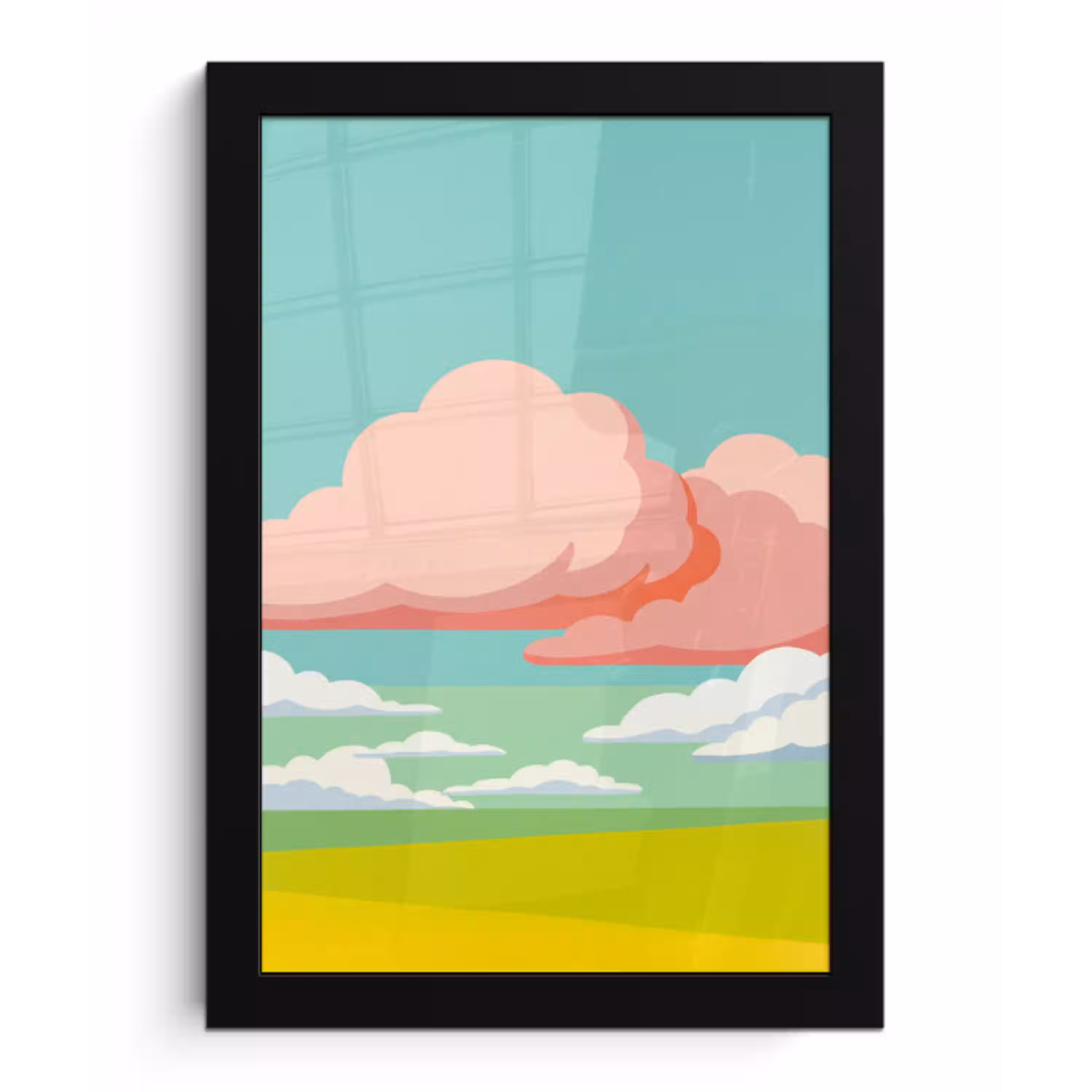 Wolken - Roze - Natuur - Modern - Pastel fotolijst zwart zonder passe partout klein -3d