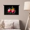 Kersen - Fruit - Graffiti - Verf - Abstract - Modern - Kleurrijk Wandkleed katoen klein -sfeer4