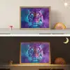 Tijger - Kleurrijk - Rook - Dieren Light Box met batterij (Wandlamp kind) middel -sfeer3_kind