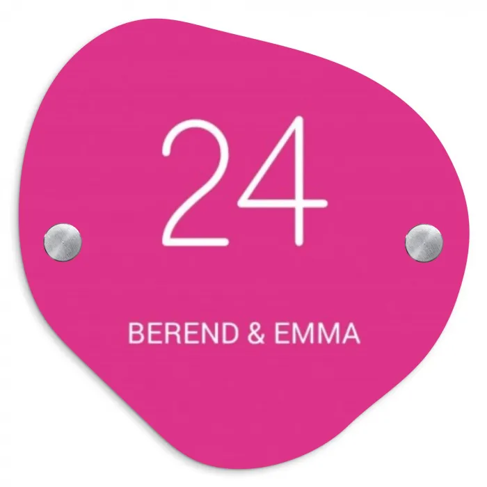 Weiße Herzchen in den Ecken - Modern Naambord Organisch middel -3d