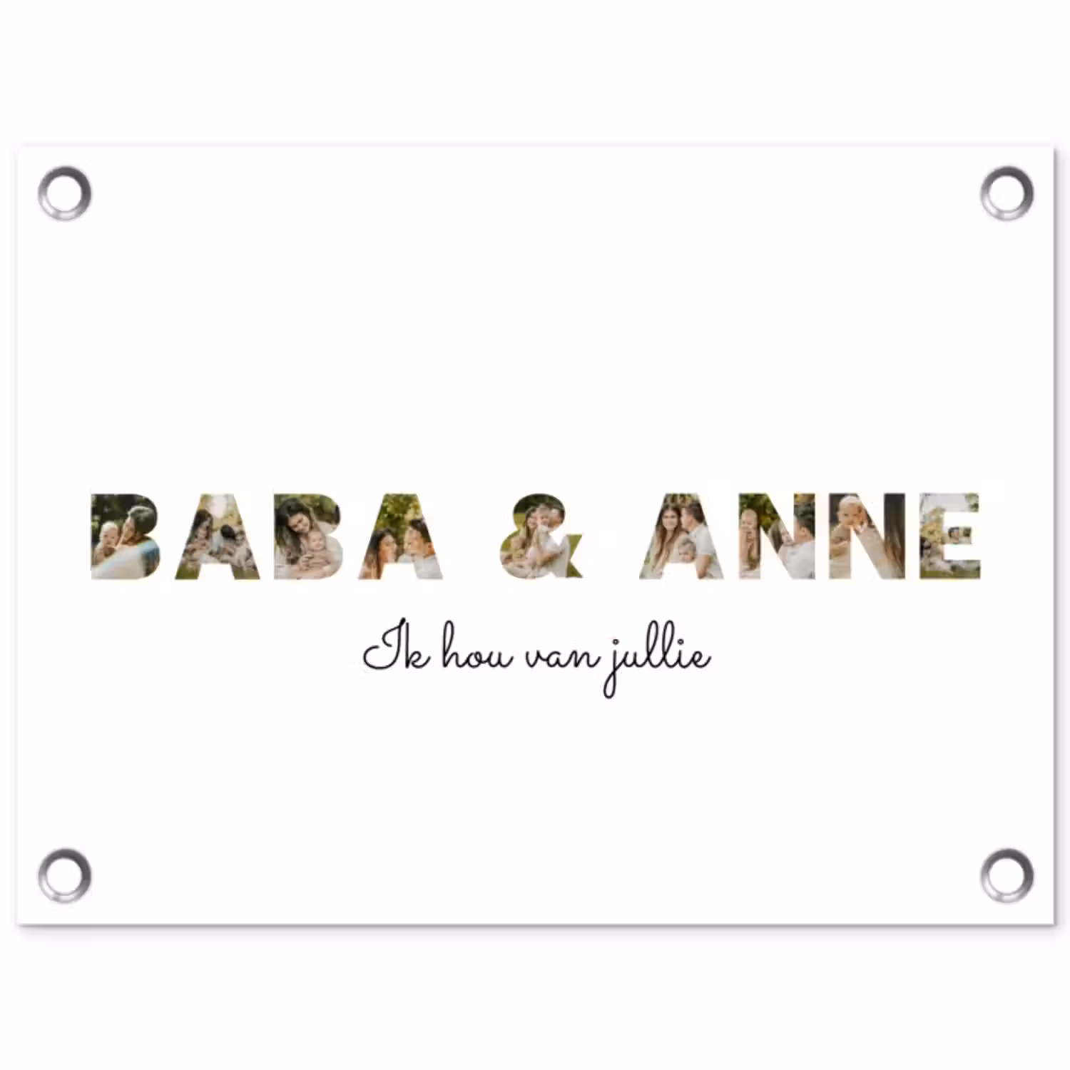 Gepersonaliseerde tuinposter - Baba & Anne - Lettercollage