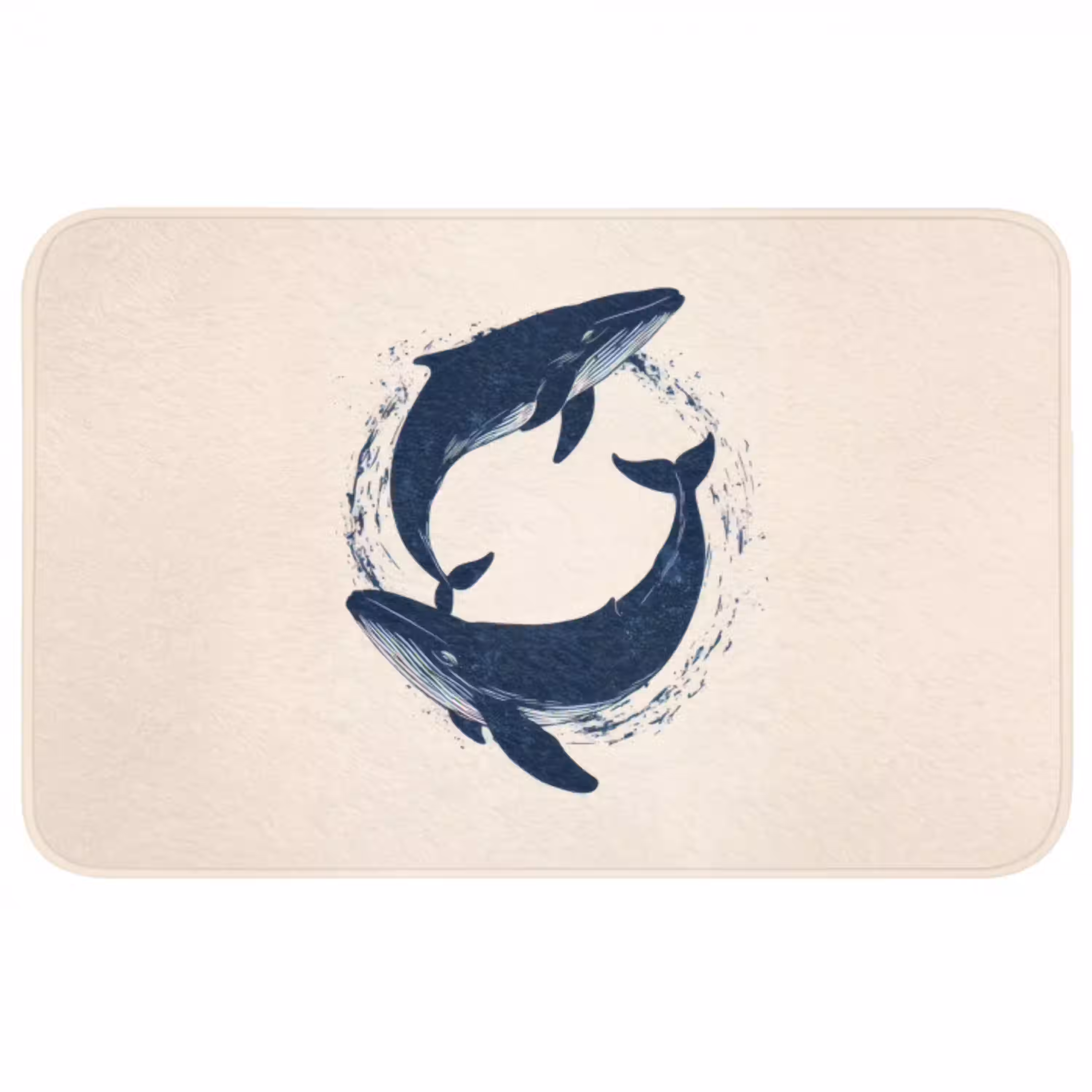 Walvissen - Spetters - Cirkel - Donkerblauw Badmat middel -3d
