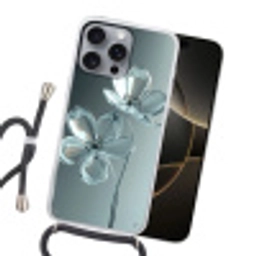 Kristal - Bloemen - Grijs Hoesje iPhone 16 Pro Max met koord klein -sfeer1