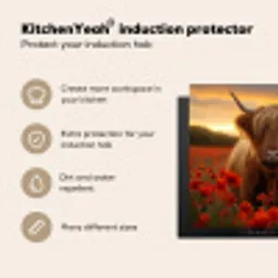 Schotse hooglander - Rozen - Bloemenveld - Zonsondergang Inductie beschermer vinyl 3mm middel -vsfeer2_ENG