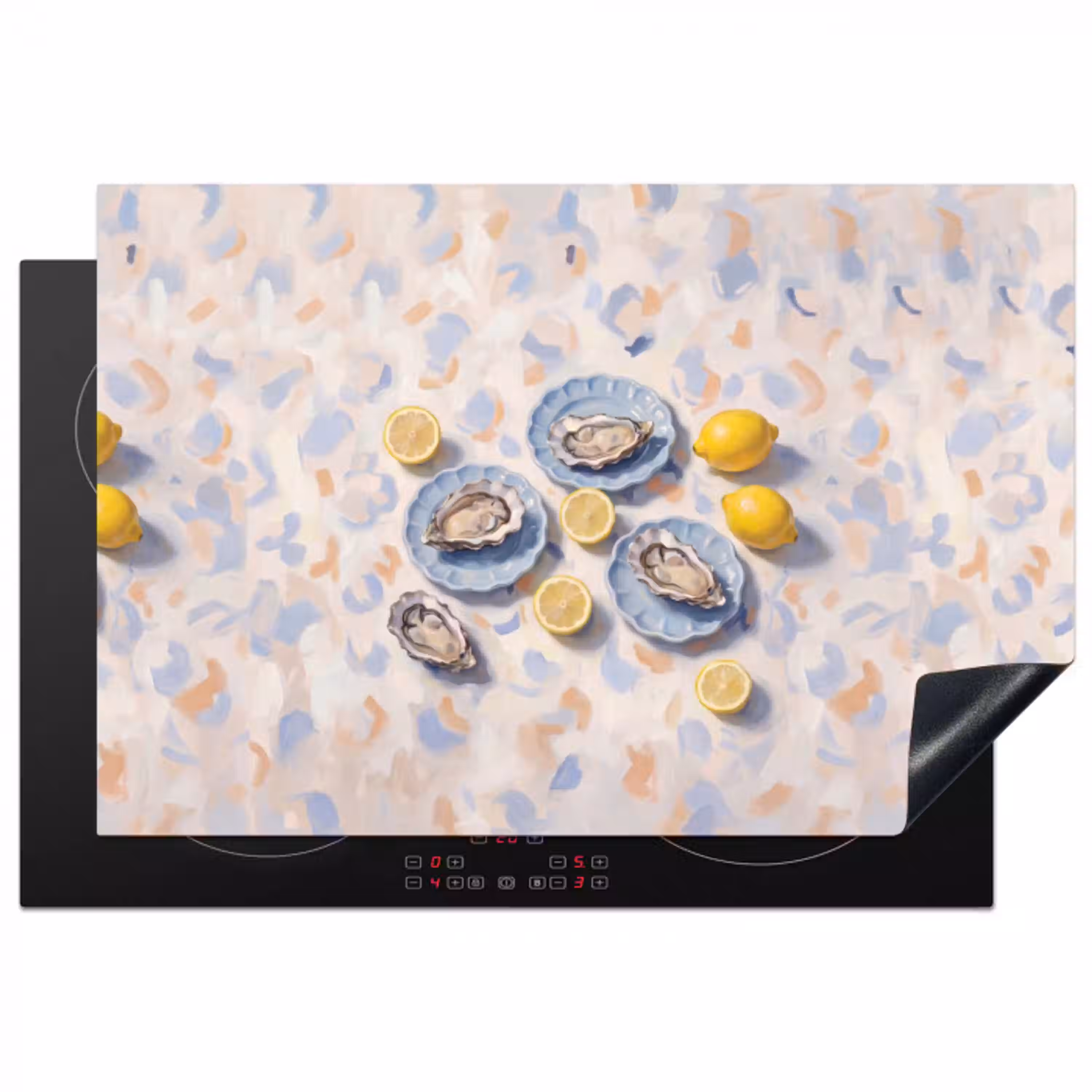 Eten - Oesters - Citroenen - Modern - Geel Inductie beschermer vinyl 3mm klein -3d