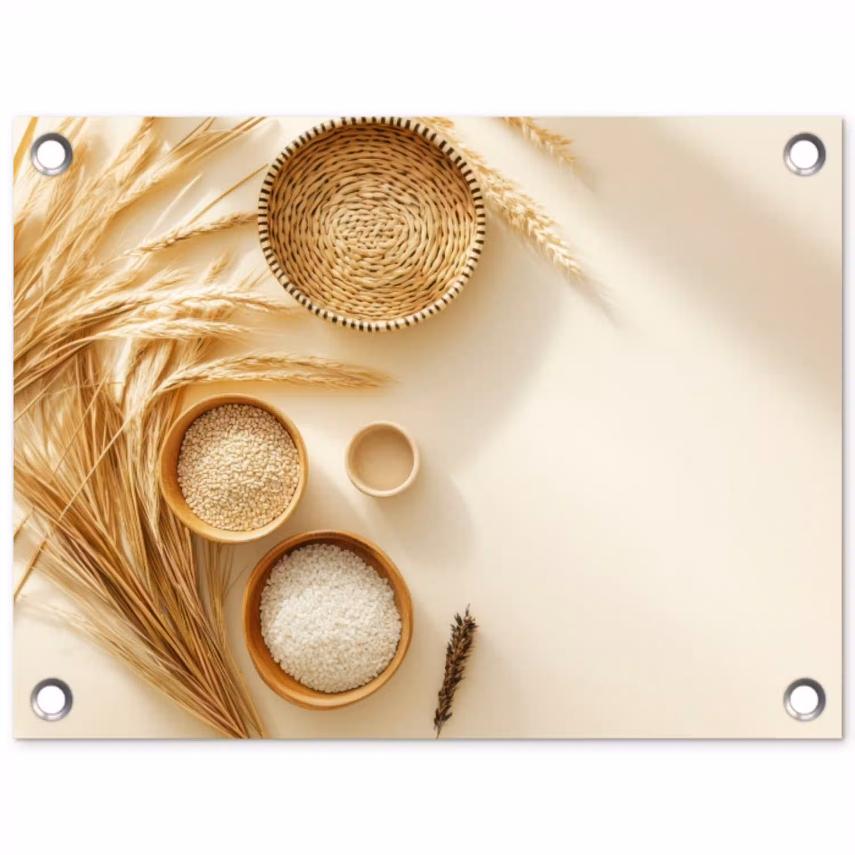 Granen - Hout - Kom - Beige tuinposter los doek klein -3d