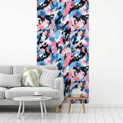 Roze - Blauw - Camouflage fotobehang vinyl groot 64 -woonkamer