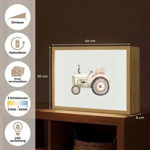 Vintage - Tractor - Pastel Light Box met batterij (Wandlamp kind) middel -USP_websiteoverzichtNL