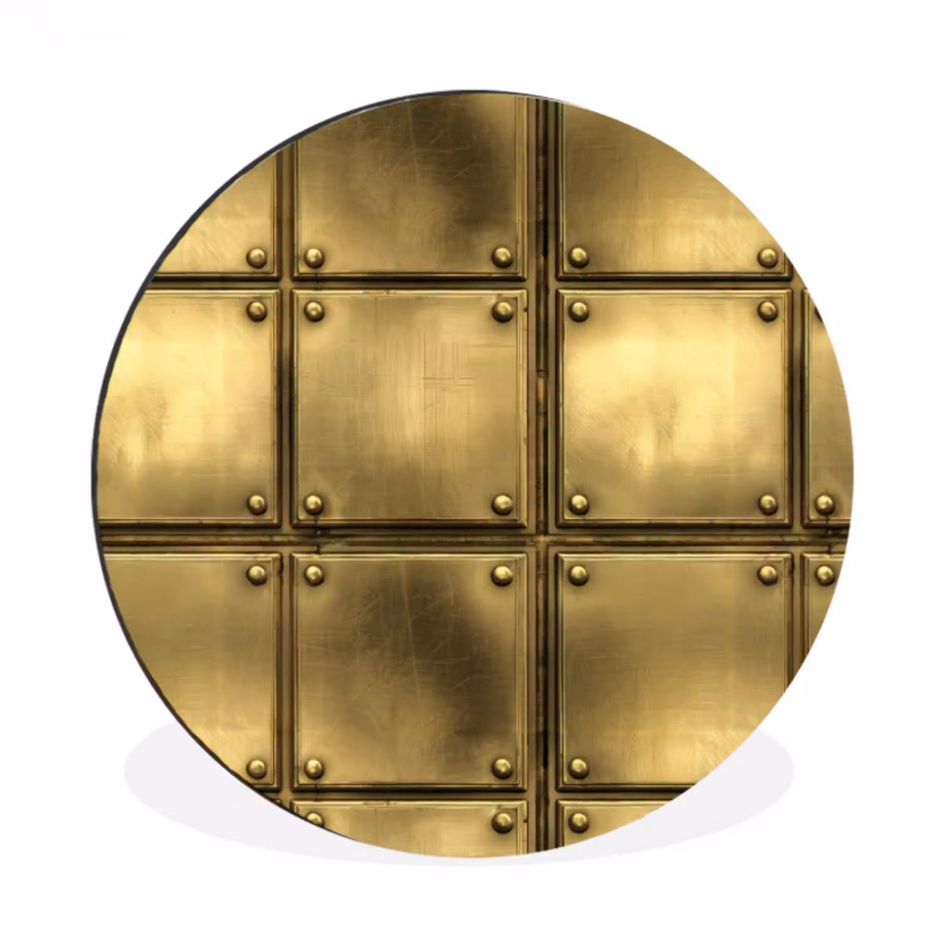 Platen - Industrieel - Stoer - Goud Wandcirkel aluminium klein 190 -3d