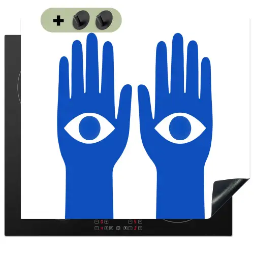 Handen - Twee - Ogen - Blauw Inductie beschemer met haakjes middel -3d