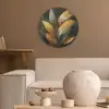 Gouden Bladcompositie – Botanische Luxe Akoestische PET Vilt - Rond klein -sfeer1