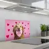 Hond - Kiss- Valentijn - Hartjes keuken achterwand spatscherm klein -3d_schuin