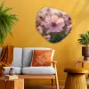 Bloemen - Paars - Wazig Wandcirkel Organisch Aluminium middel -sfeer4