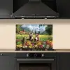 Ezels - Bloemen - Zomers keuken achterwand spatscherm klein -sfeer1